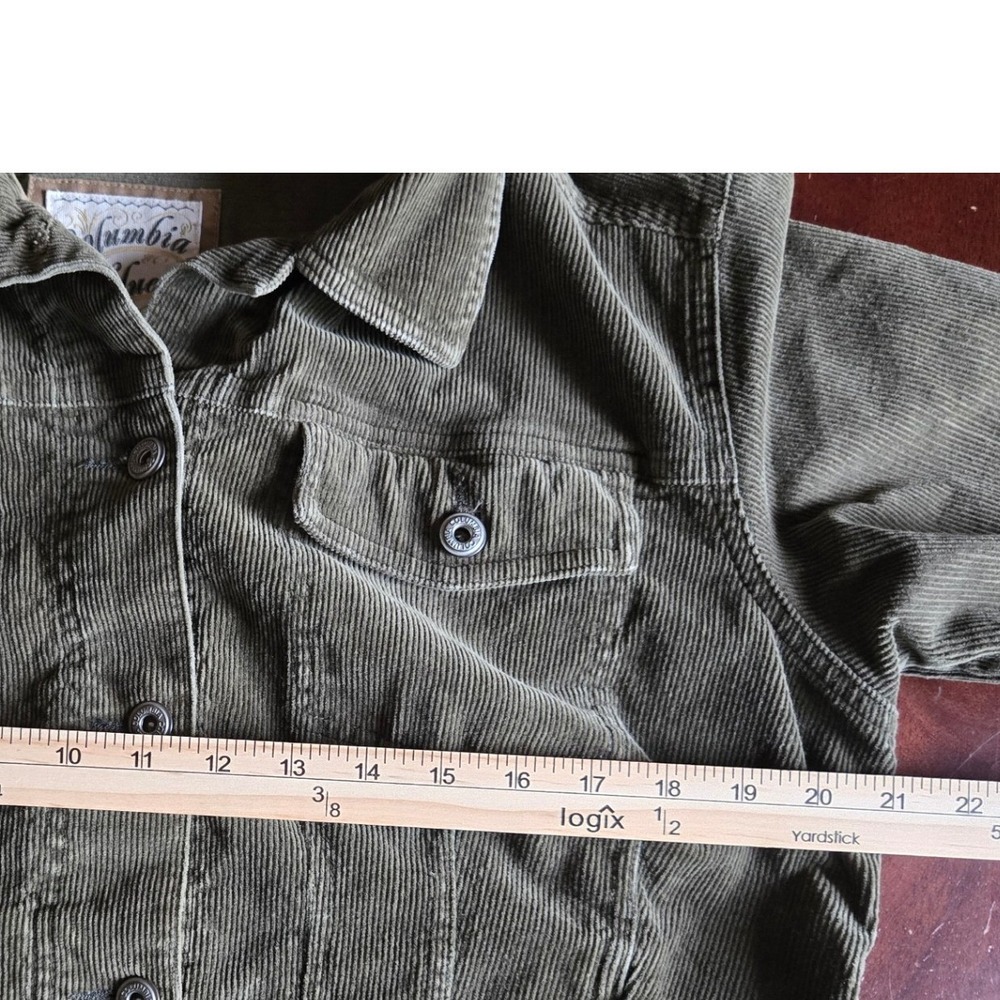 Columbia Blues Olive Green Corduroy Trucker Jacket Large Womens - Picture 8 of 9